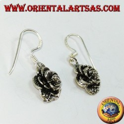Pendientes colgantes de plata en forma de rosas