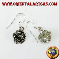 Pendientes colgantes de plata en forma de rosas