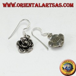 Pendientes colgantes de plata en forma de rosas