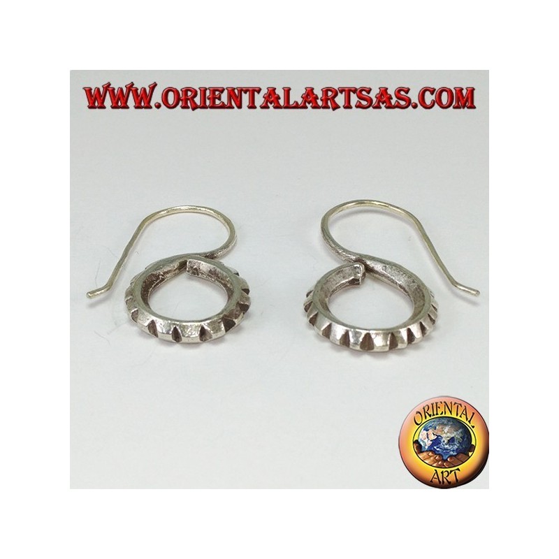 Handmade Karen tribal carved S silver earrings