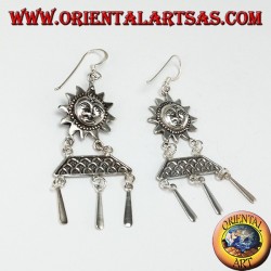 Pendientes colgantes de plata, sol con colgantes