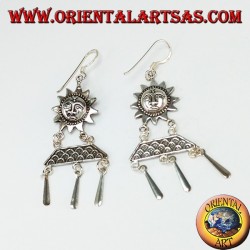 Pendientes colgantes de plata, sol con colgantes