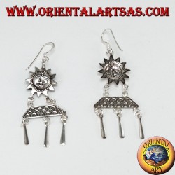 Pendientes colgantes de plata, sol con colgantes