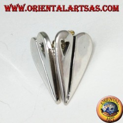 Silver lobe earrings in the shape of a heart, with a small pierced heart