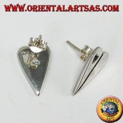 Silver lobe earrings in the shape of a heart, with a small pierced heart