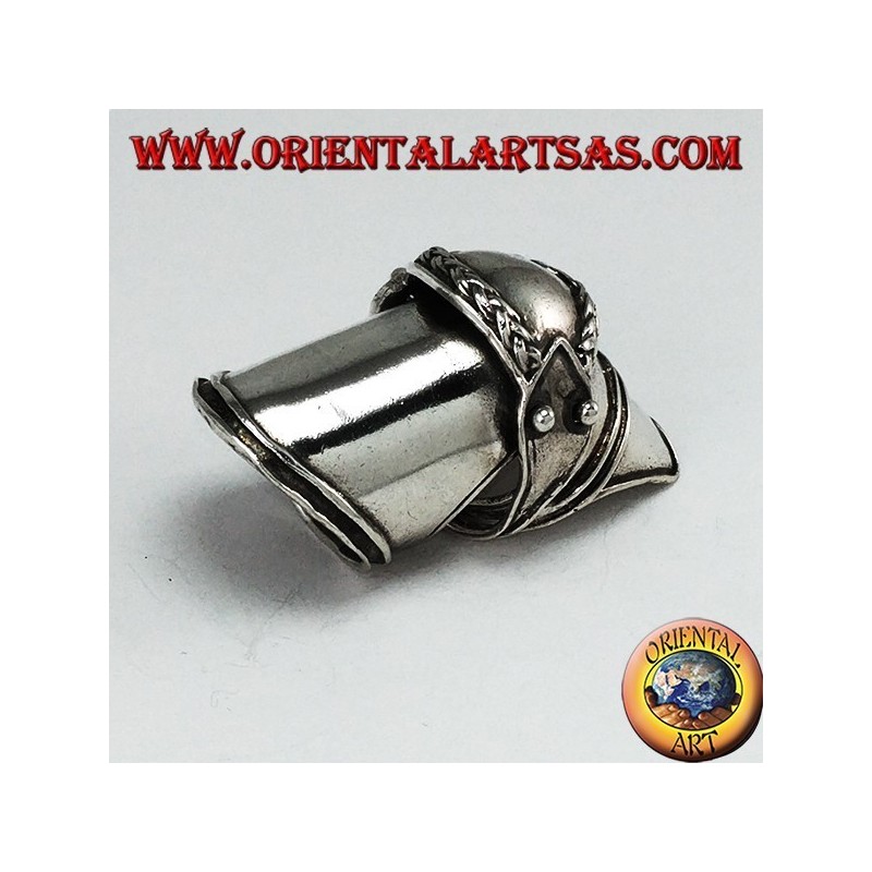Medieval silver armor ring with braided decorations