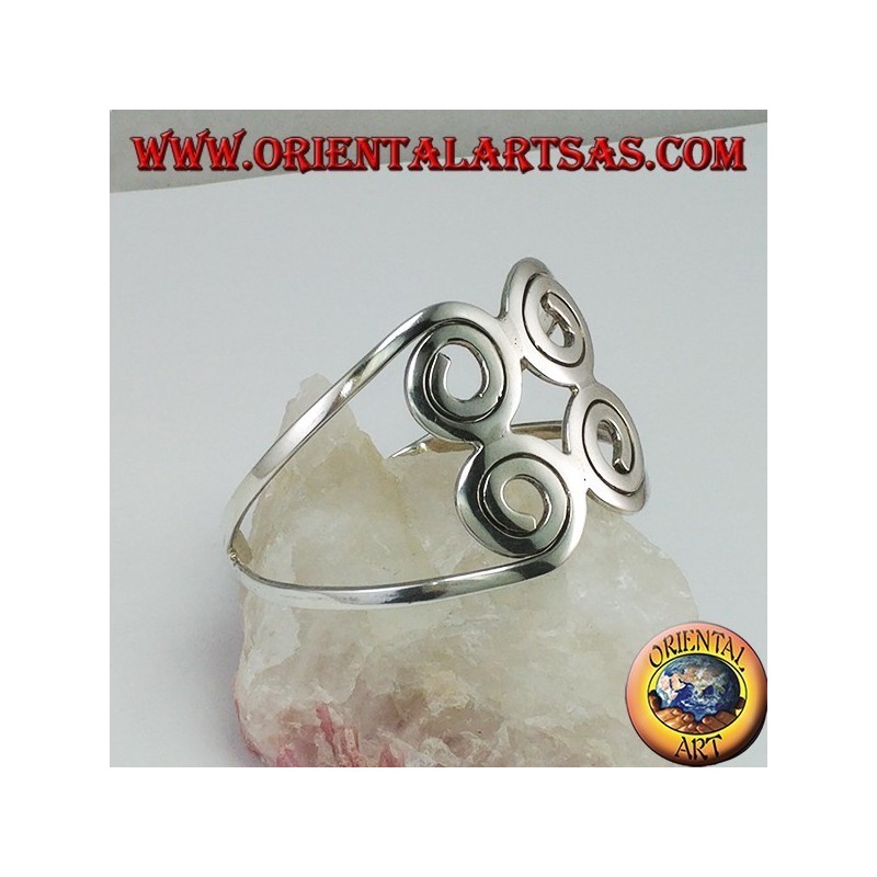 Bracelet rigide en argent 925 avec quatre spirales faites à la main