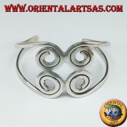 Pulsera rígida en plata 925 con cuatro espirales hechas a mano