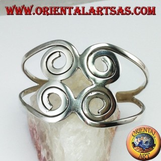 Bracciale rigido in argento 925 con quattro spirali fatto a mano