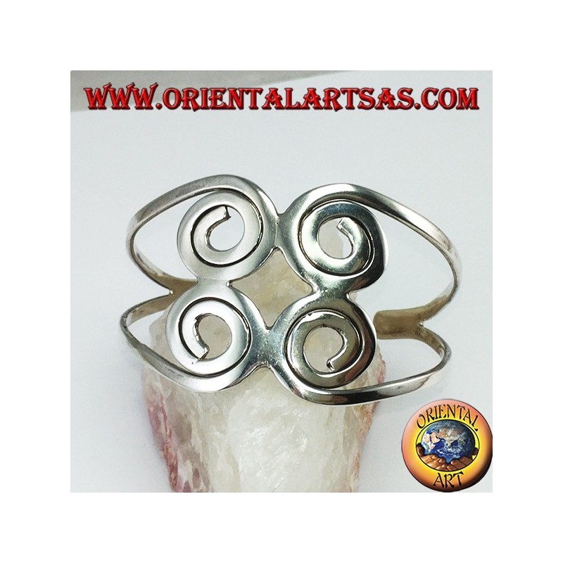 Pulsera rígida en plata 925 con cuatro espirales hechas a mano
