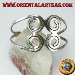 Rigid bracelet in 925 silver with four spirals made by hand