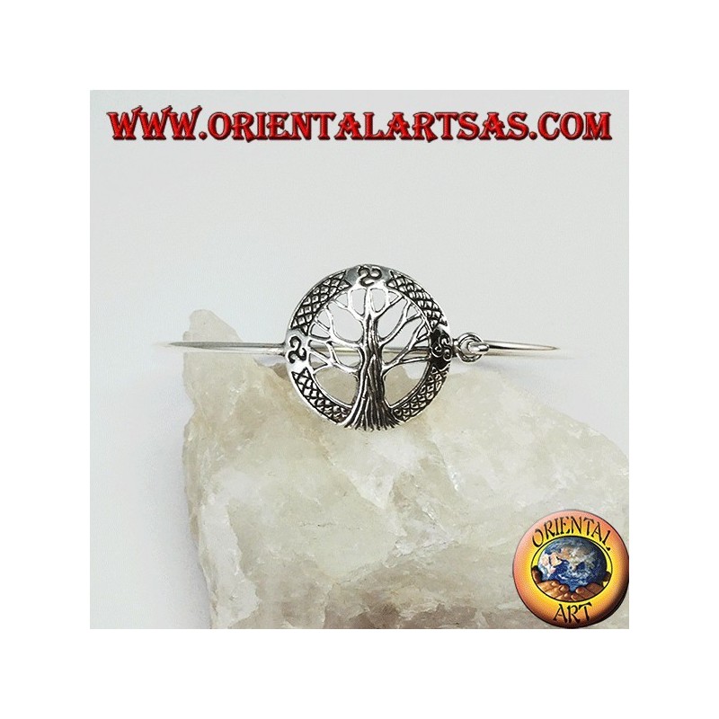 Pulsera rígida en plata 925 con árbol de la vida y trisquel