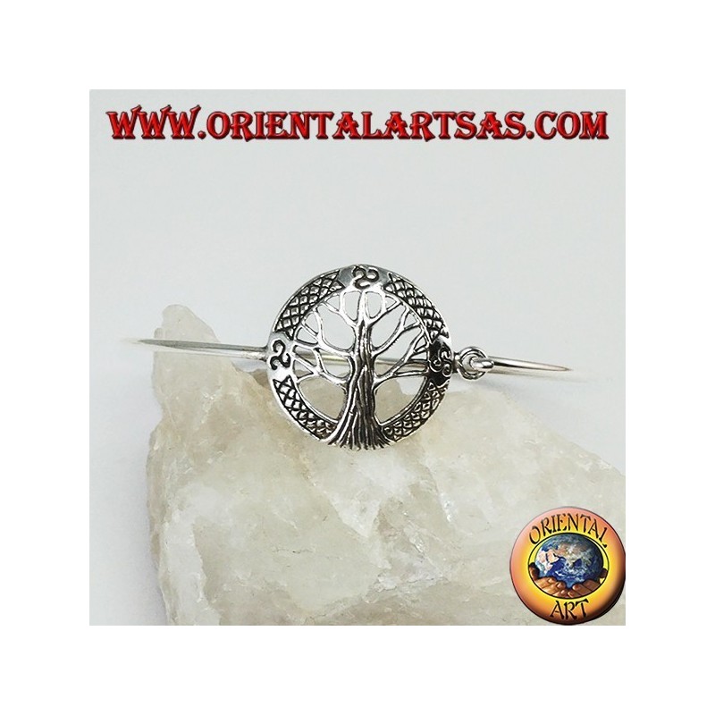 Bracciale rigido in argento 925 con albero della vita e trisckele