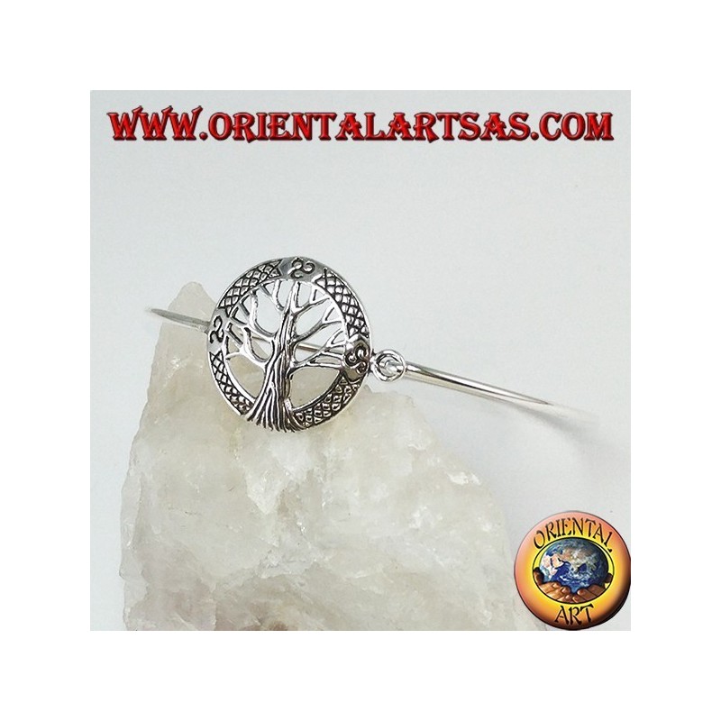 Rigid bracelet in 925 silver with tree of life and trisckele