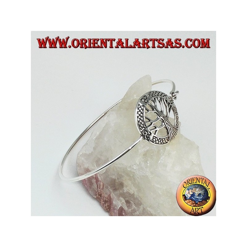 Rigid bracelet in 925 silver with tree of life and trisckele