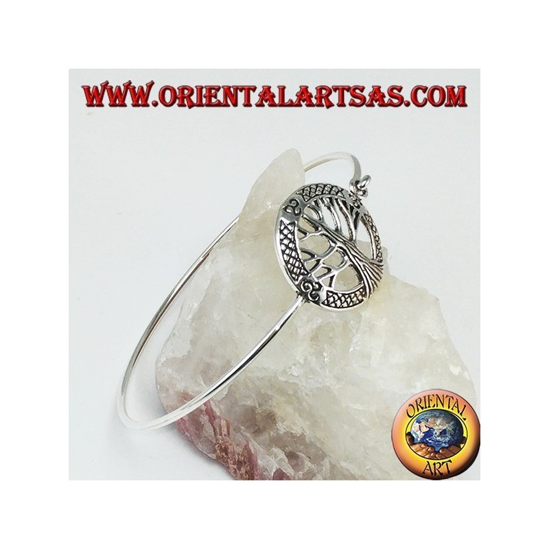 Rigid bracelet in 925 silver with tree of life and trisckele