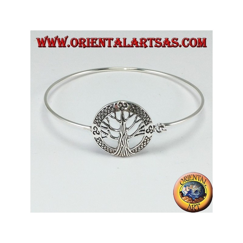 Pulsera rígida en plata 925 con árbol de la vida y trisquel