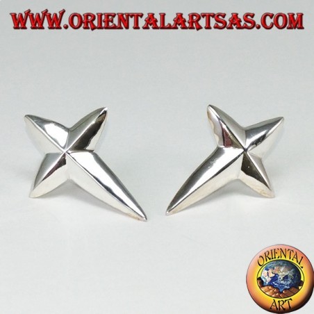 Orecchini da lobo in argento a forma di  croce appuntita