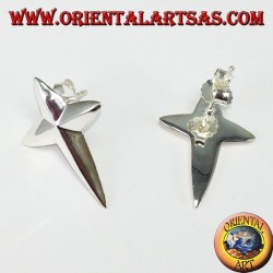 Boucles d'oreilles à lobes en argent en forme de croix pointue