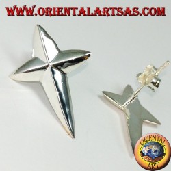 Boucles d'oreilles à lobes en argent en forme de croix pointue