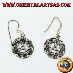 Boucles d'oreilles pendantes en argent en forme ronde avec une finition en filigrane
