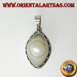 Shiva's eye pendant with a high silver setting