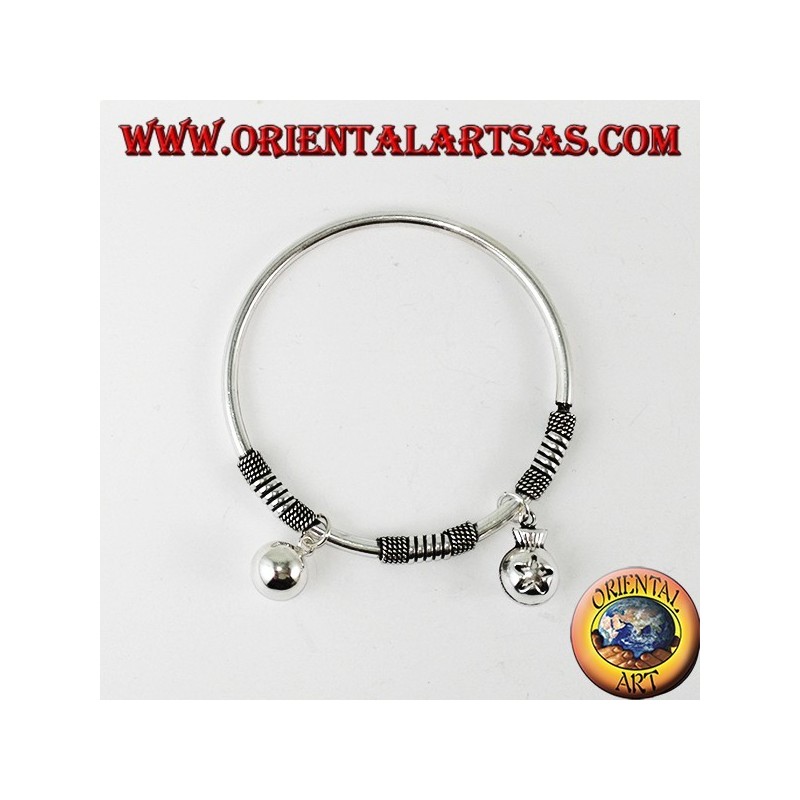 Starre Runde Armband mit Anhängern in 925 Silber