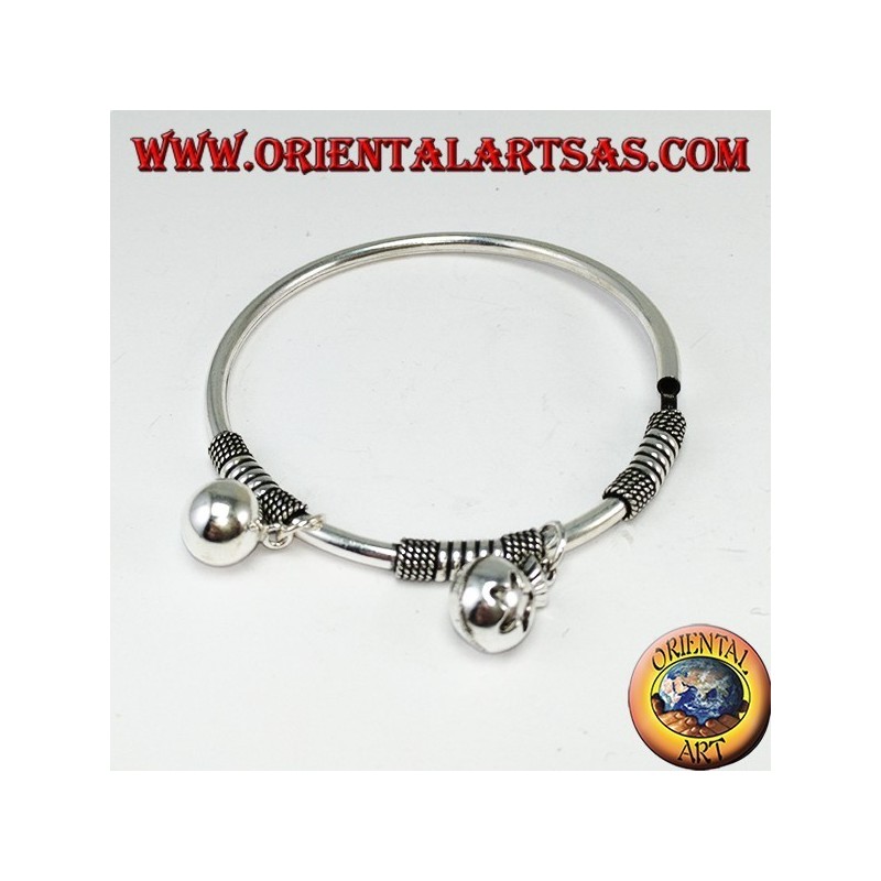 Rigid round bracelet with pendants in 925 silver