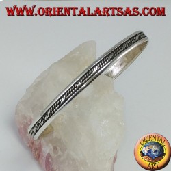 Pulsera rígida en plata 925 con decoración de alambre de púas