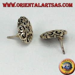 Lobe earrings in pierced 925 silver, baroque style