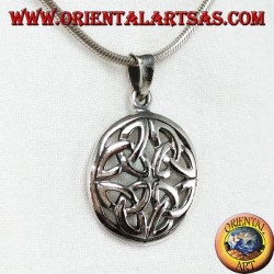 Silberanhänger, Duleek-Knoten Keltisches Symbol (groß)