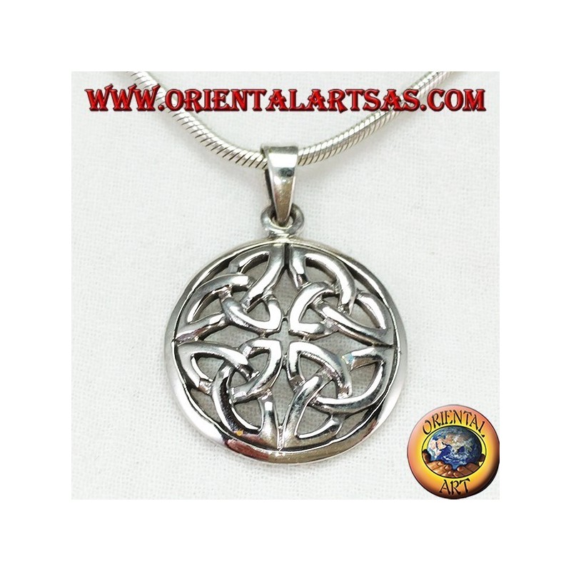 Pendentif en argent, noeud Duleek Symbole celtique (grand)