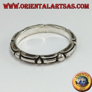 Anillo en plata 925, tribal con grabado de bola alternativa
