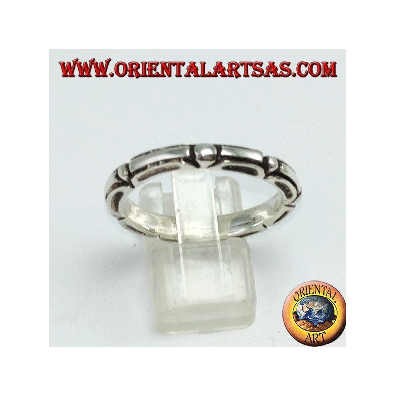 Ring in silver 925, tribal with alternate ball engraving