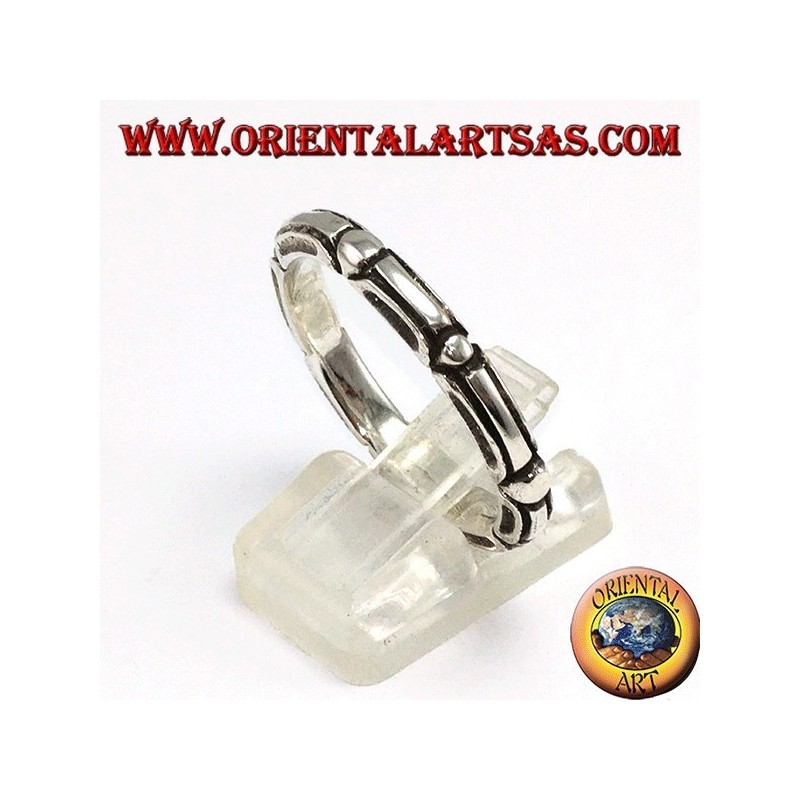Bague tribal en argent avec incision de bille alternée
