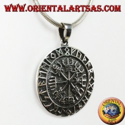Silberner Anhänger Aegishjalmur und Vegvisir mit keltischen Runen (groß)