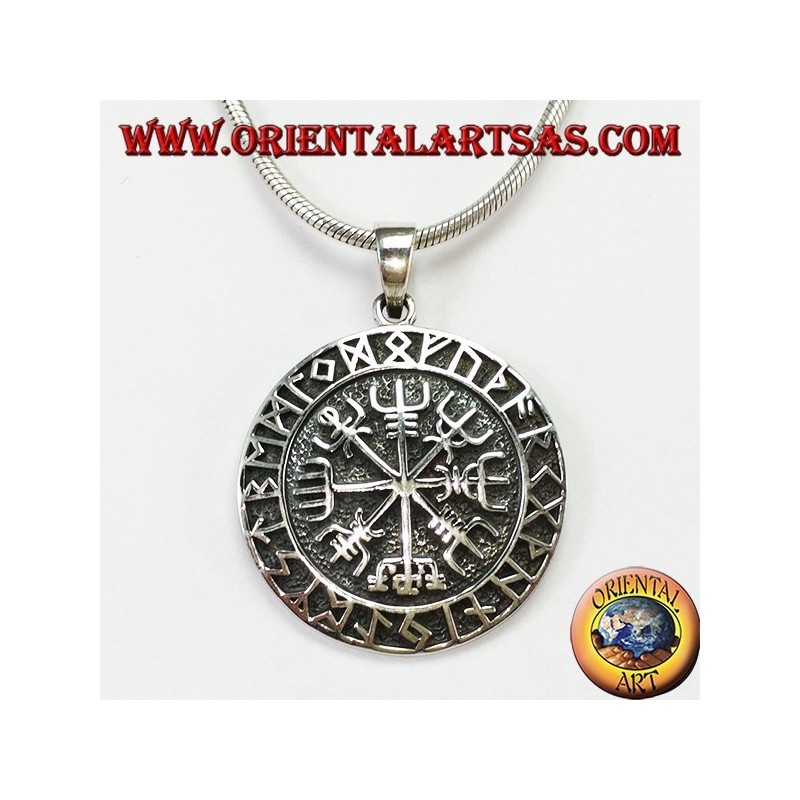 Ciondolo Argento Vegvisir e Aegishjalmur Grande | Gioielli Vichinghi