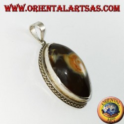 Shiva's eye pendant with a silver set