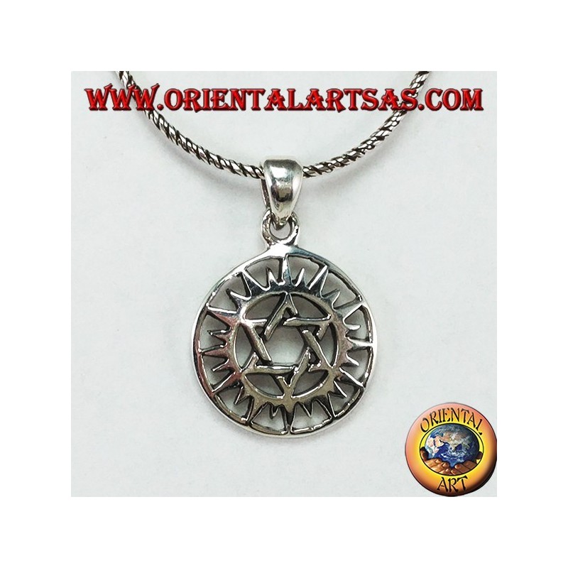 Ciondolo in argento con stella di Davide nel sole