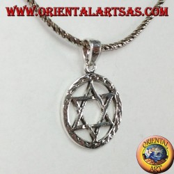 Silver pendant with a Star of David six-pointed star in the circle