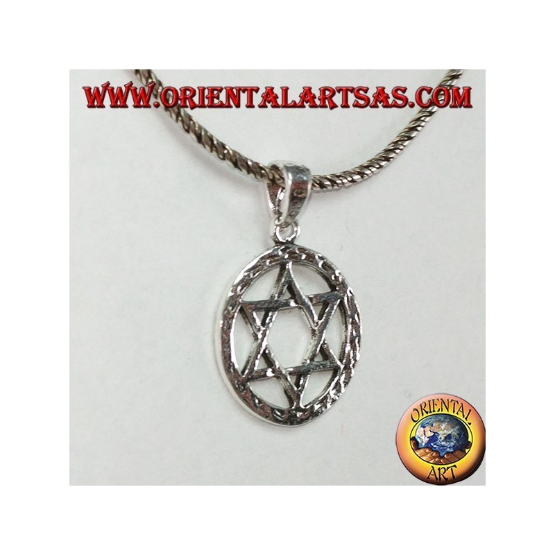 Silver pendant with a Star of David six-pointed star in the circle