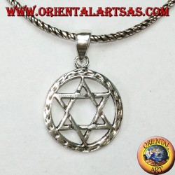 Silver pendant with a Star of David six-pointed star in the circle
