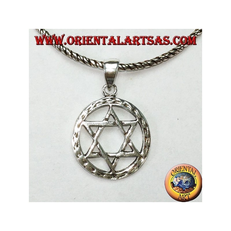 Silver pendant with a Star of David six-pointed star in the circle