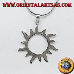 Silver pendant with sun rays
