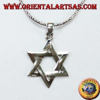 Silver pendant with a star of David, a six-pointed braided star