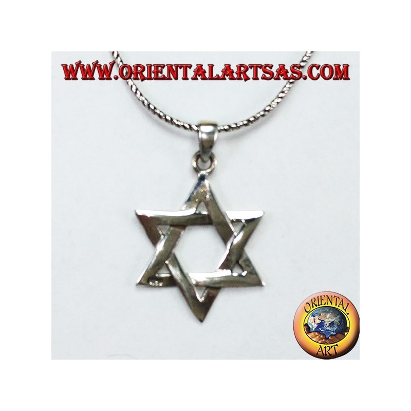 Silver pendant with a star of David, a six-pointed braided star