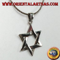 Silver pendant with a star of David, a six-pointed braided star