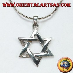 Silver pendant with a star of David, a six-pointed braided star