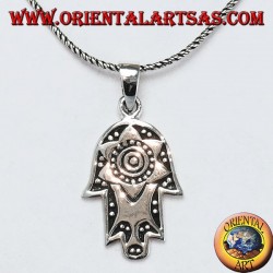 Colgante de plata de Fátima Hamsa o Khamsa con Estrella de David