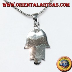 Silver pendant hand of Fatima Hamsa or Khamsa with Star of David